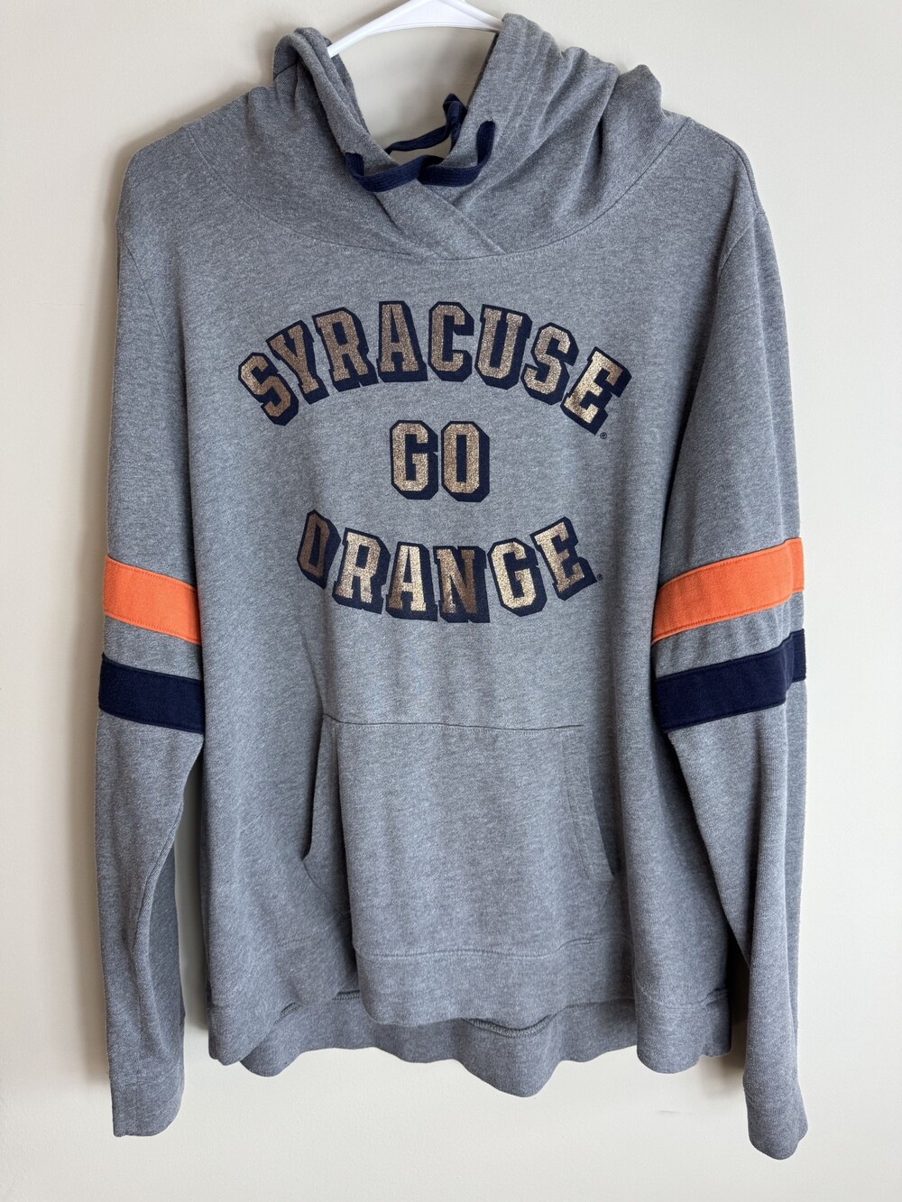 PINK Victoria's Secret Large Grey Cotton Blend Hoodie Syracuse Go Orange